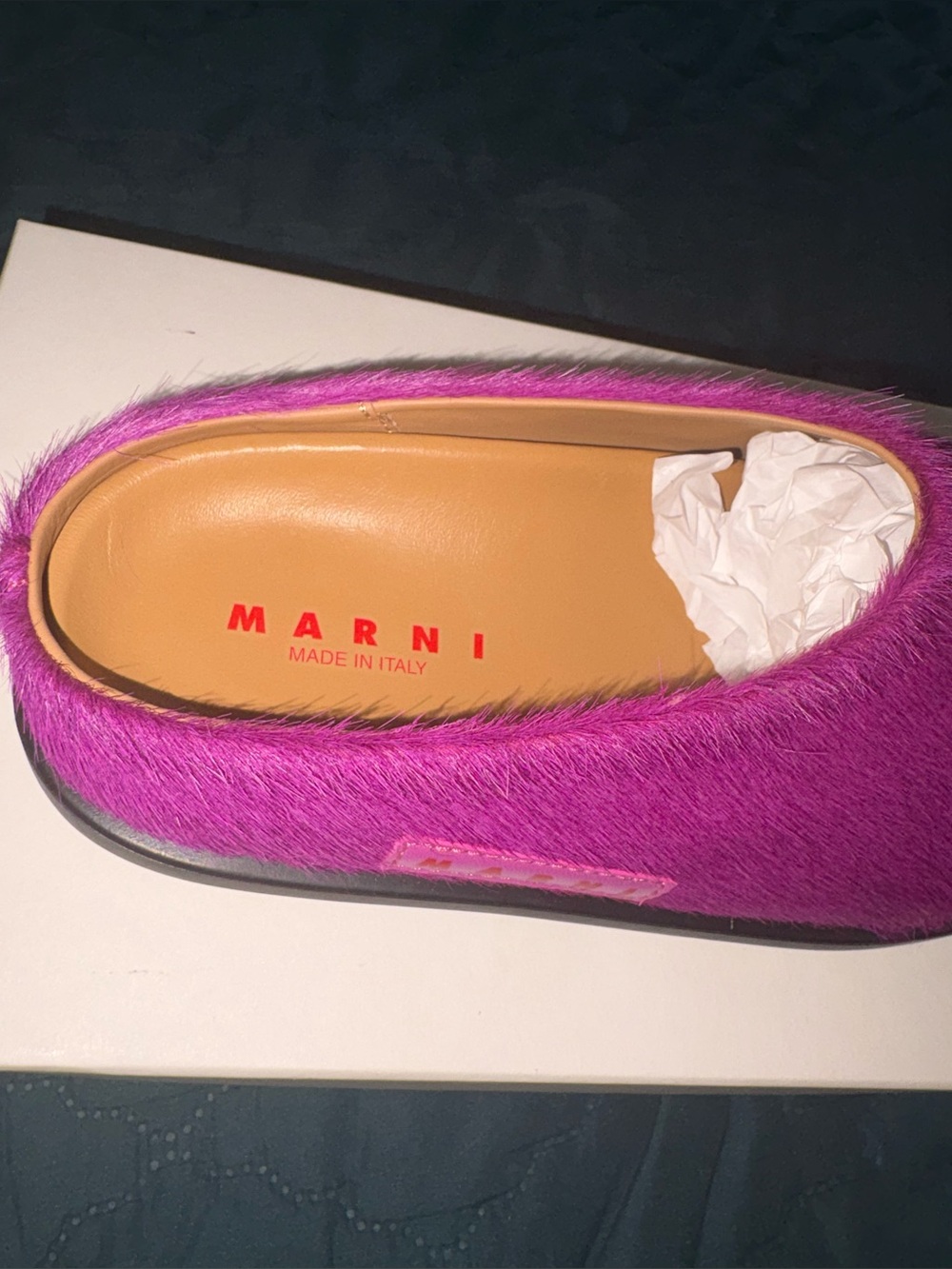 Marni Magenta Fur-Textured Slip-On Mule - Picture 3 of 5